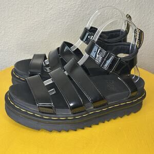 Dr Martens Women's Patent Black Blaire Platform Sandals 8